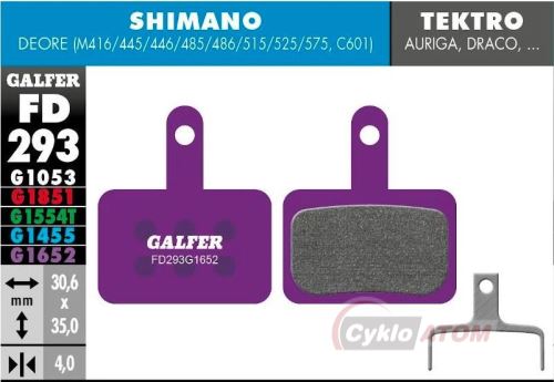 Brzdové destičky GALFER FD293G1652 Shimano/Tektro